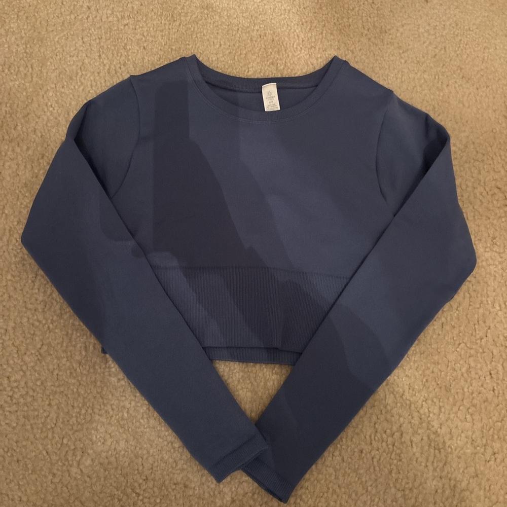 Aerie Blue Long Sleeve Crop Top